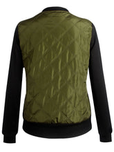 Band Collar Zips Quilted Bomber Jacket